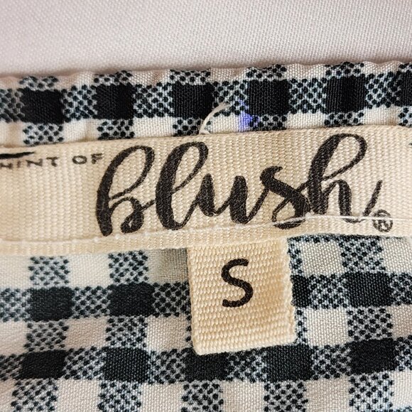 Hint of Blush Womans Small Black White Checkered Dress Size Puff Sleeve Gingham - Picture 2 of 10